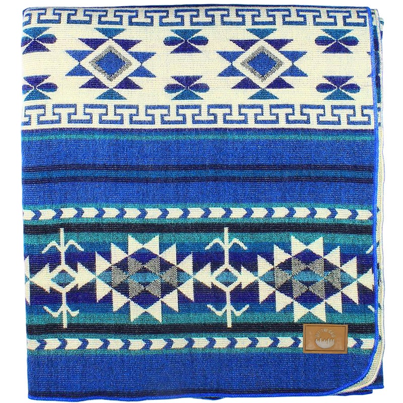 Off the Grid Inca Aztec Throw, Queen, King Blanket | Southwest Indian Navajo Boho Style | Native Cover for Camping, Bedding, Couch, Vanlife | Faux Alpaca, Lightweight, Hypoallergenic (Kocha Blue, Queen) - Image 1
